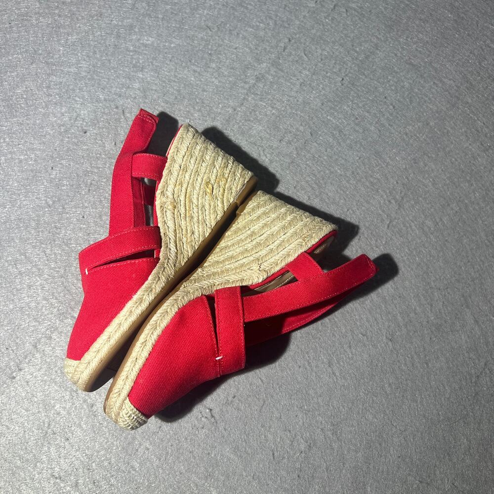 Lauren Ralph Lauren Red Espadrille Wedge Slingback Sandals - Picture 5 of 10